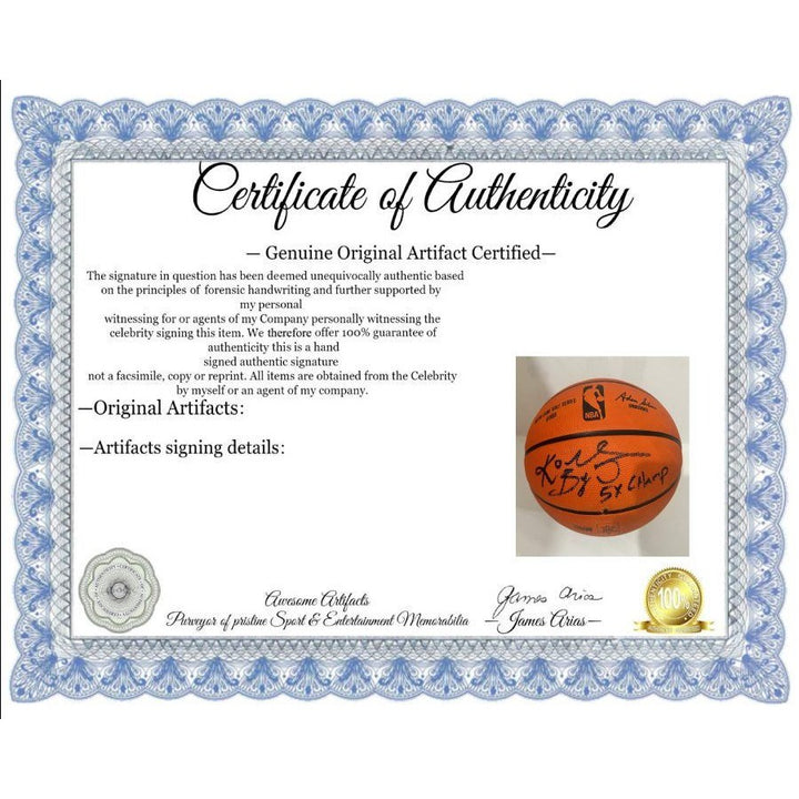 Kobe Bryant "Black Mamba" Los Angeles Lakers Spalding full size basketball signed with proof & inscription $2599.