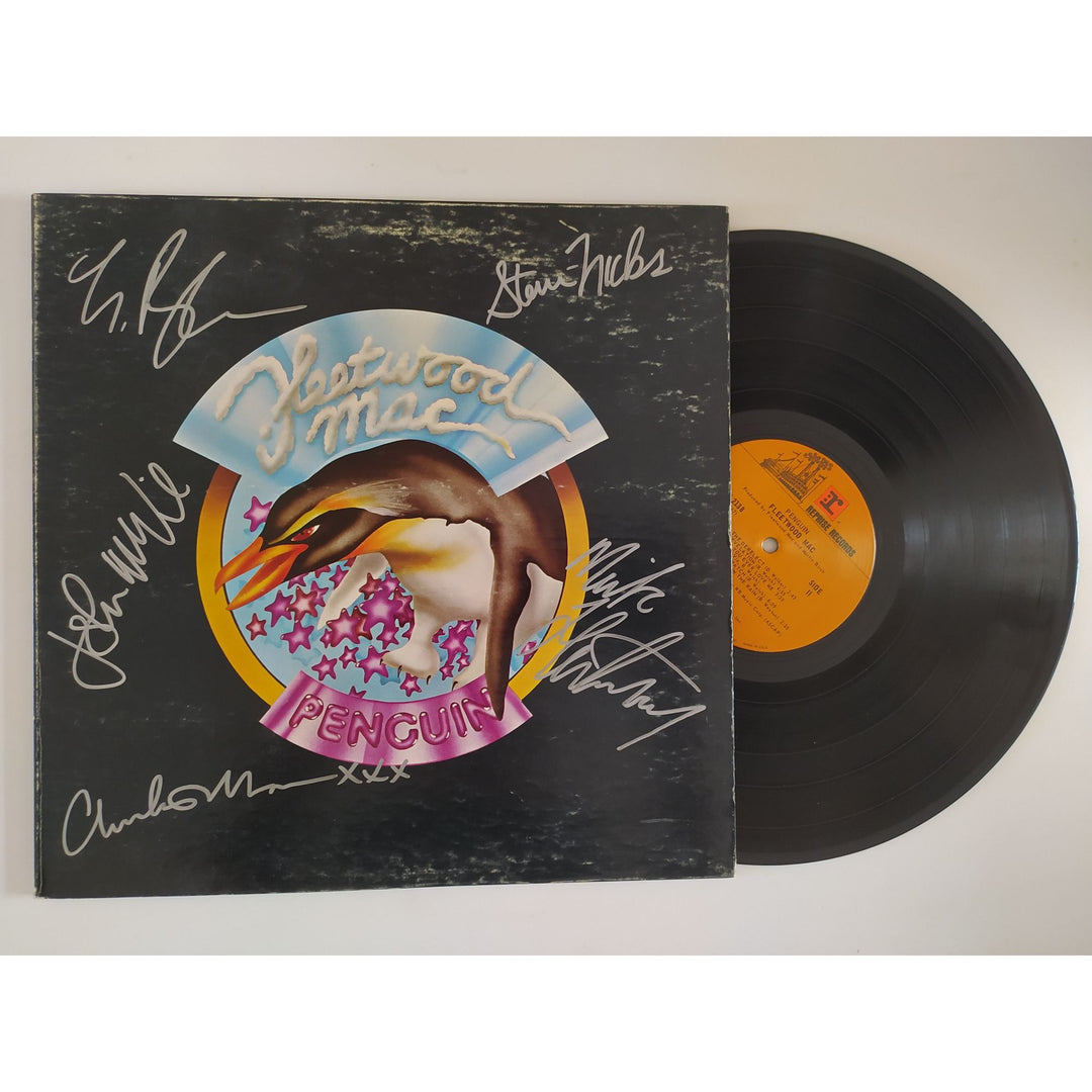 Fleetwood Mac Penguin Stevie Nicks Mick Fleetwood Christy McVie John McVie Lindsey Buckingham original LP signed with proof