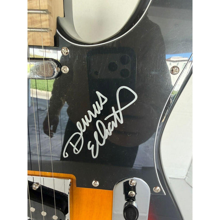 Foreigner telecaster electric guitar signed by Mick Jones, Dennis Elliott, Al Greenwood, Lou Gramm, Ian McDonald and Ed Gagliardi.