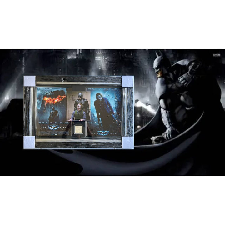 "Batman, Bruce Wayne " Christian Bale  8x10 photo . Heath Ledger, autograph book page "The Joker" "The Dark Knight" signed with proof