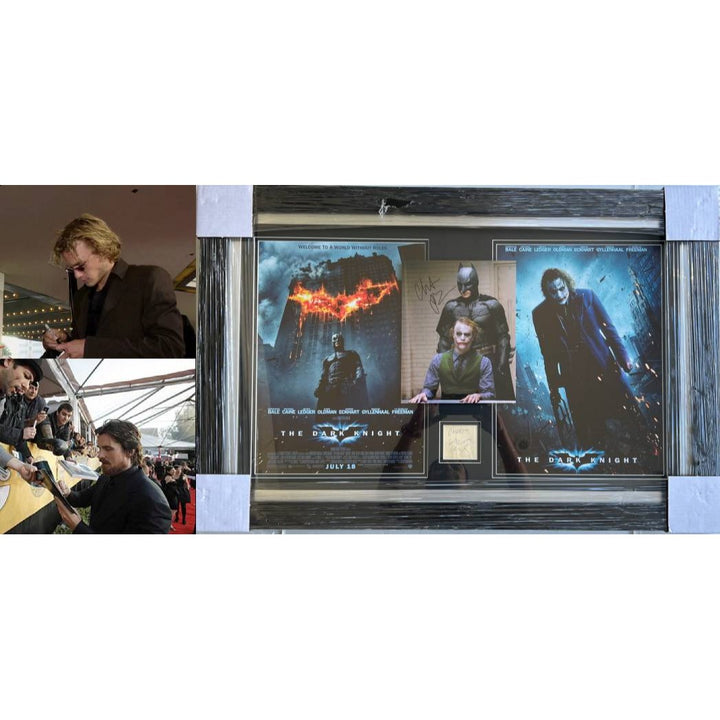 "Batman, Bruce Wayne " Christian Bale  8x10 photo . Heath Ledger, autograph book page "The Joker" "The Dark Knight" signed with proof