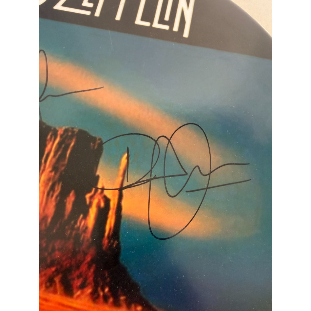 Led Zeppelin Jimmy Page Robert Plant John Paul Jones Drumhead signed with proof.