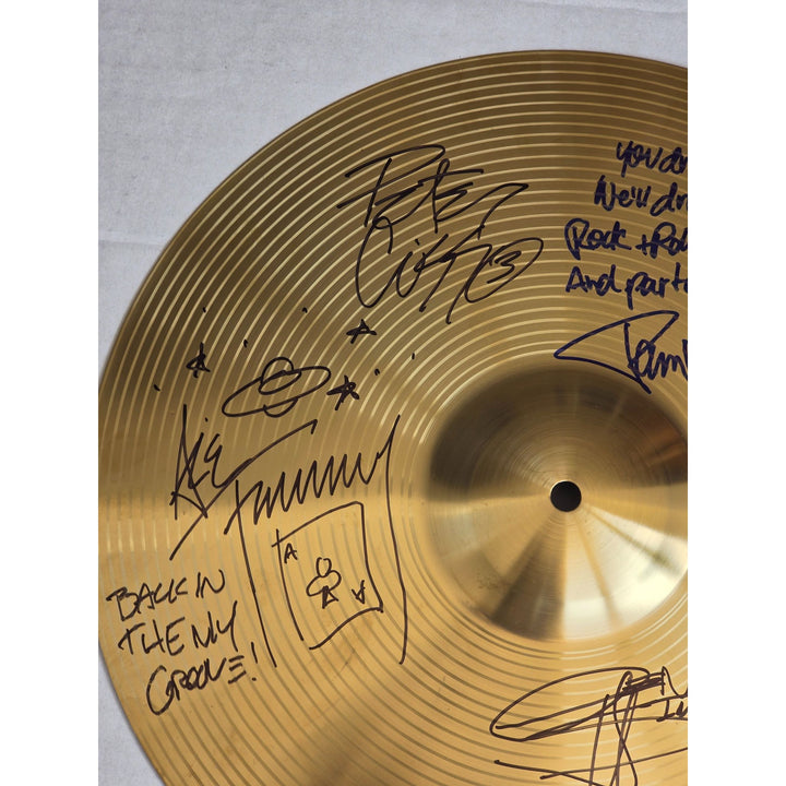 Kiss, Gene Simmons, Paul Stanley, Peter Chris, Ace Frehley 16 inch Cymbal signed with proof.