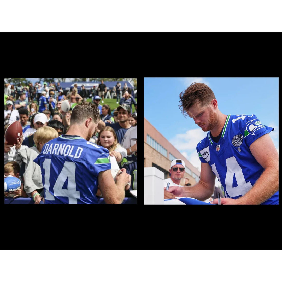 Sam Darnold Seattle Seahawks full size logo football signed with proof