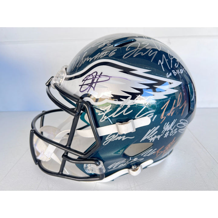 Jalen Hurts AJ Brown Devanta Smith Jason Kelce Philadelphia Eagles 2022/23 NFC champions team signed