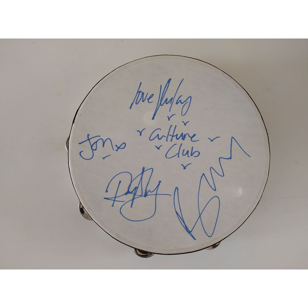 Boy George and Culture Club 14 in tambourine signed with proof