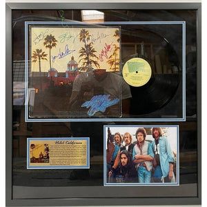 The Eagles Hotel California LP Don Felder Glenn Frey Don Felder Don Henley Randy Meisner Joe Walsh signed & framed 30x38 with proof