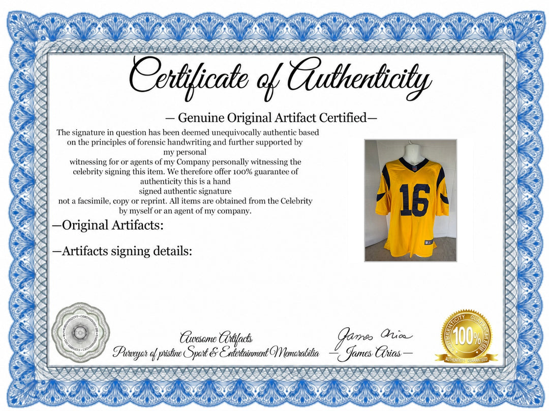 Certificate of Authenticity - Jared Goff team signed jersey