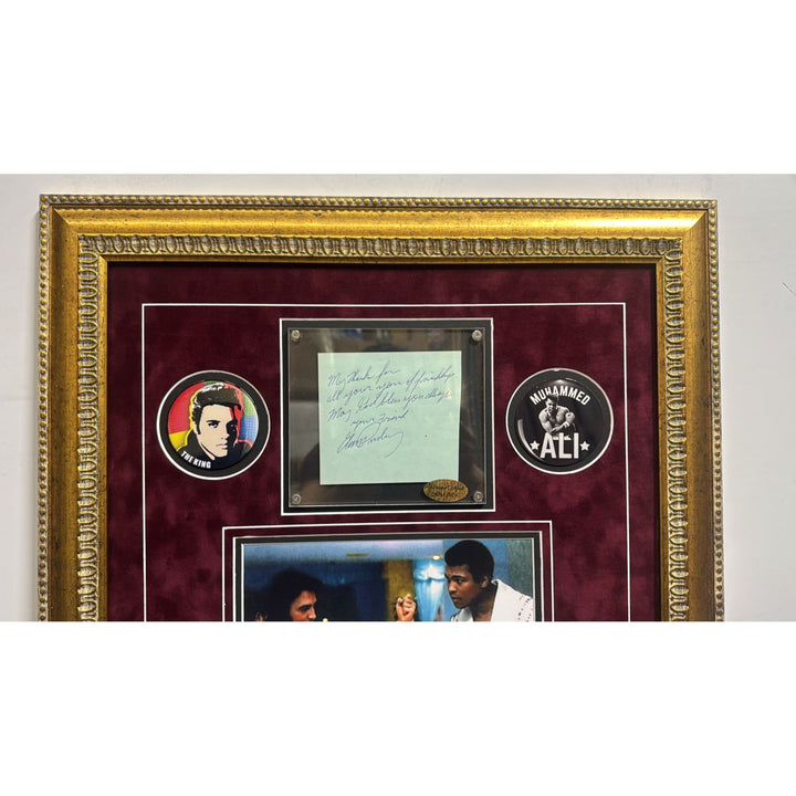 Muhammed Ali and Elvis Presley framed photo and autograph book page signed with proof & museum quality frame