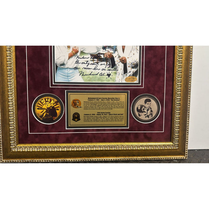 Muhammed Ali and Elvis Presley framed photo and autograph book page signed with proof & museum quality frame