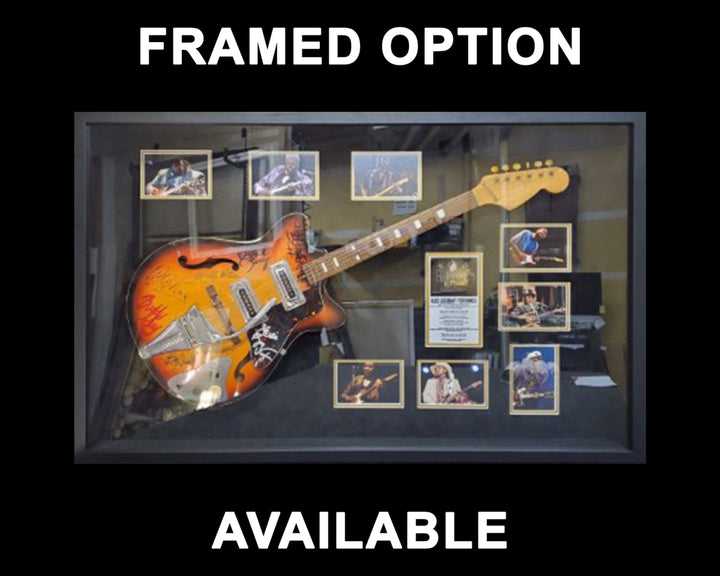 Phil Collen, Vivian Campbell, Joe Elliott, Rick Savage, Rick Allen Def Leppard electric guitar signed with proof