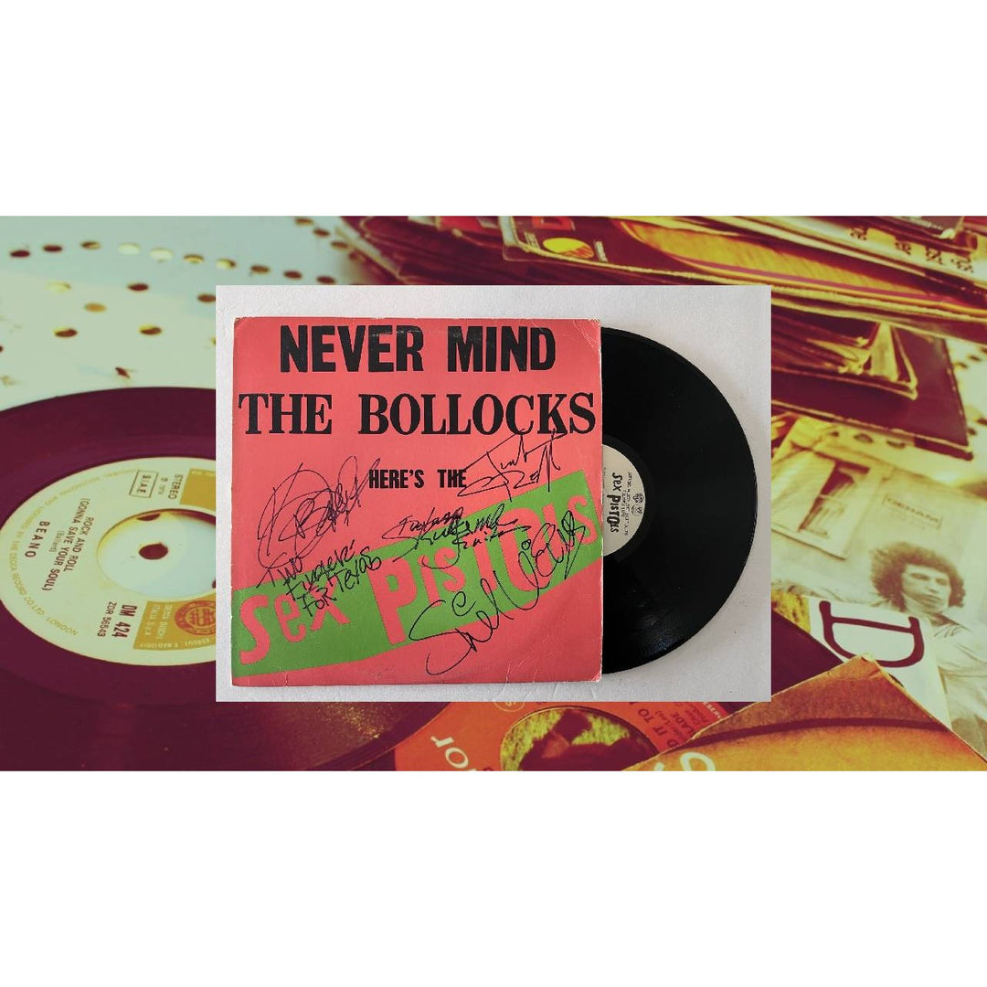 John Lydon Johnny Rotten Sid Vicious "Never Mind The Bollocks" The Sex Pistols original 1977 LP signed.
