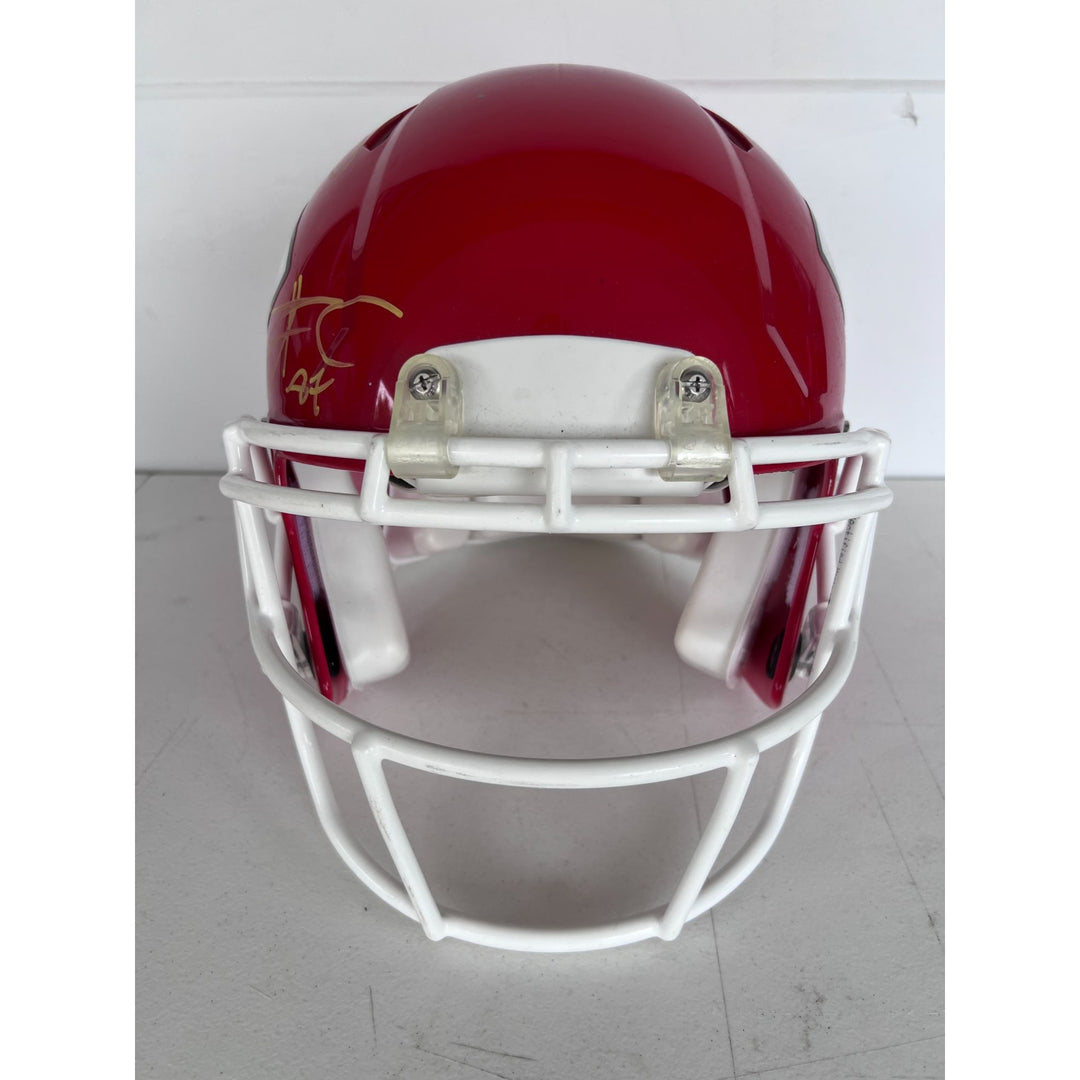 Kansas City Chiefs Speed Authentic Game model helmet Patrick Mahomes, Travis Kelce, Andy Reid signed with inscription & proof.