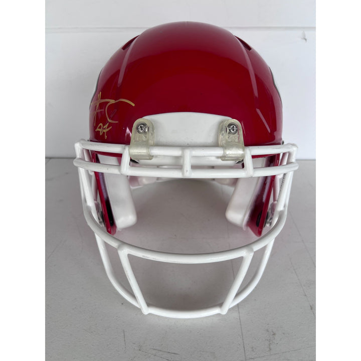 Kansas City Chiefs Speed Authentic Game model helmet Patrick Mahomes, Travis Kelce, Andy Reid signed with inscription & proof.