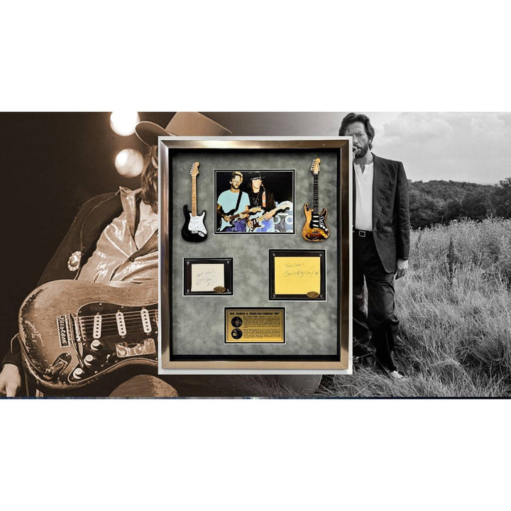 Stevie Ray Vaughan vintage Eric Clapton signed with proof and Museum quality frame Awesome Artifacts