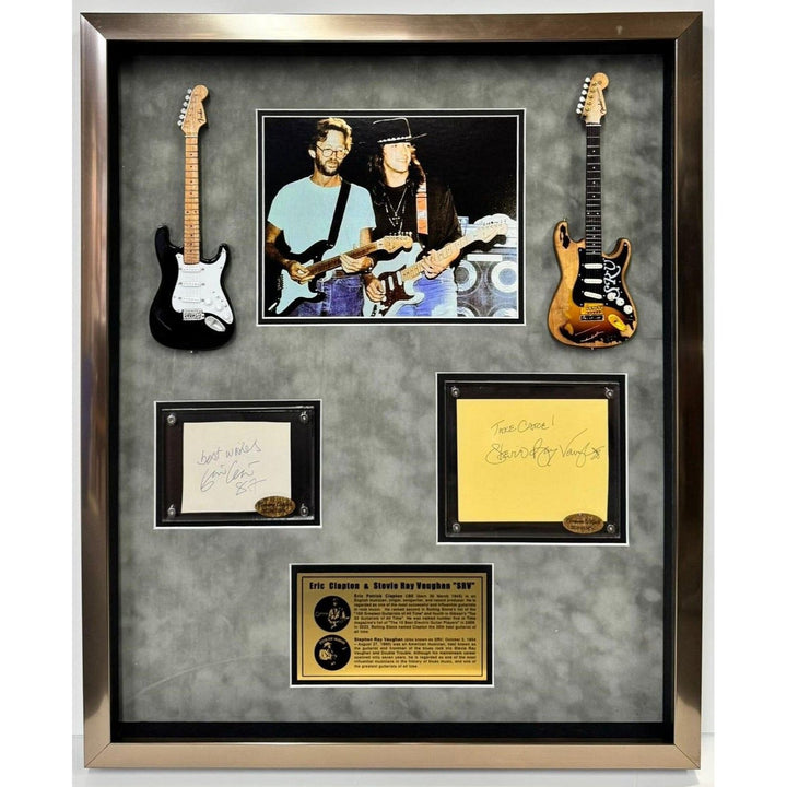 Stevie Ray Vaughan vintage Eric Clapton signed with proof and Museum quality frame Awesome Artifacts