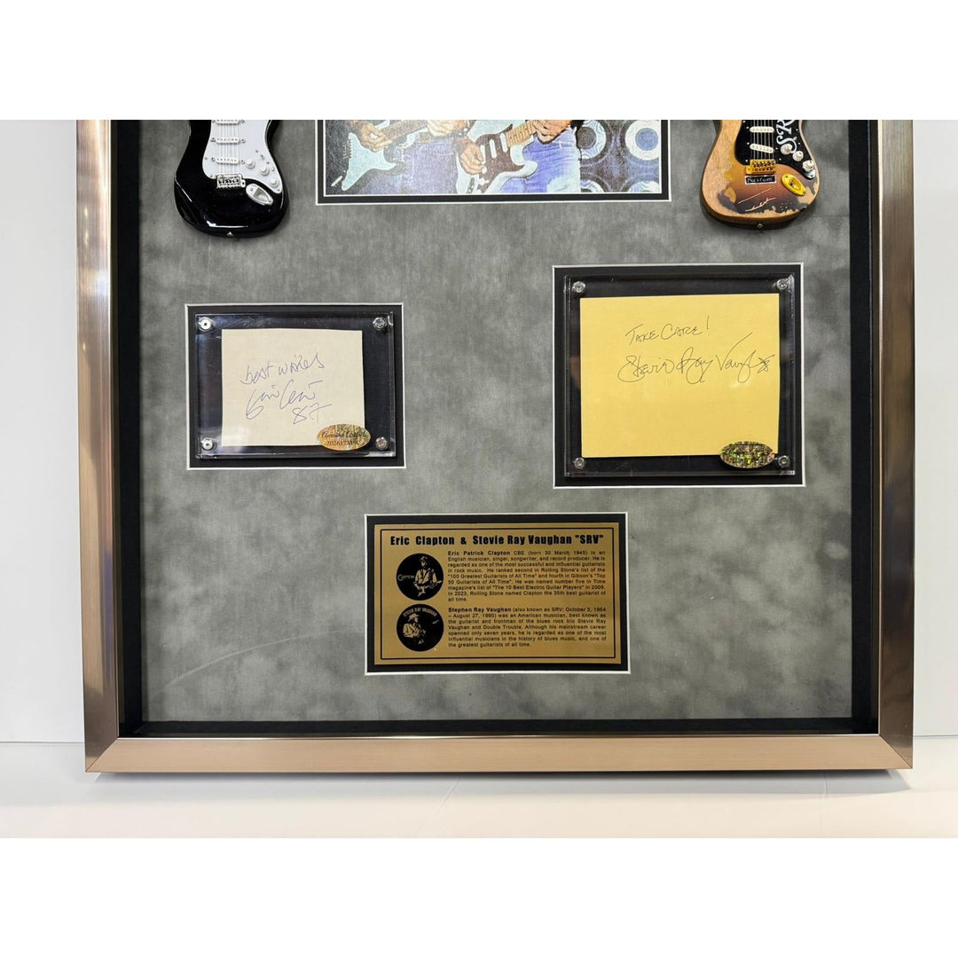 Stevie Ray Vaughan vintage Eric Clapton signed with proof and Museum quality frame Awesome Artifacts