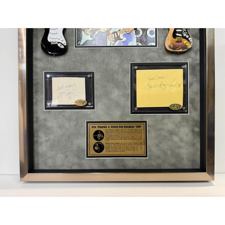 Stevie Ray Vaughan vintage Eric Clapton signed with proof and Museum quality frame Awesome Artifacts