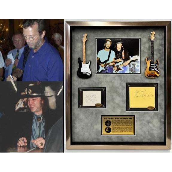 Stevie Ray Vaughan vintage Eric Clapton signed with proof and Museum quality frame Awesome Artifacts