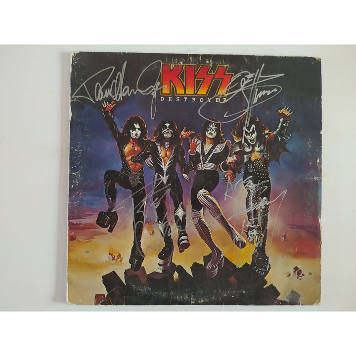 Kiss Destroyer Paul Stanley Gene Simmons Ace Freely Peter Criss original LP signed with proof