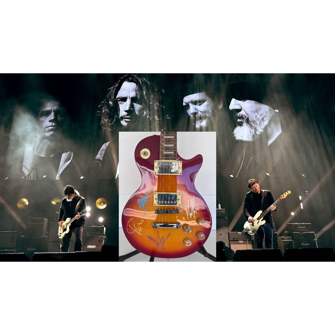 Soundgarden Kim Thayil, Matt Cameron, Chris Cornell and Ben Shepherd vintage les paul full size electric guitar signed with proof.