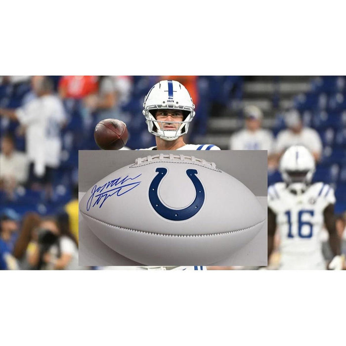 Daniel Jones NFL MVP candidate & rushing leader Indianapolis Colts 2025 full size football signed with proof