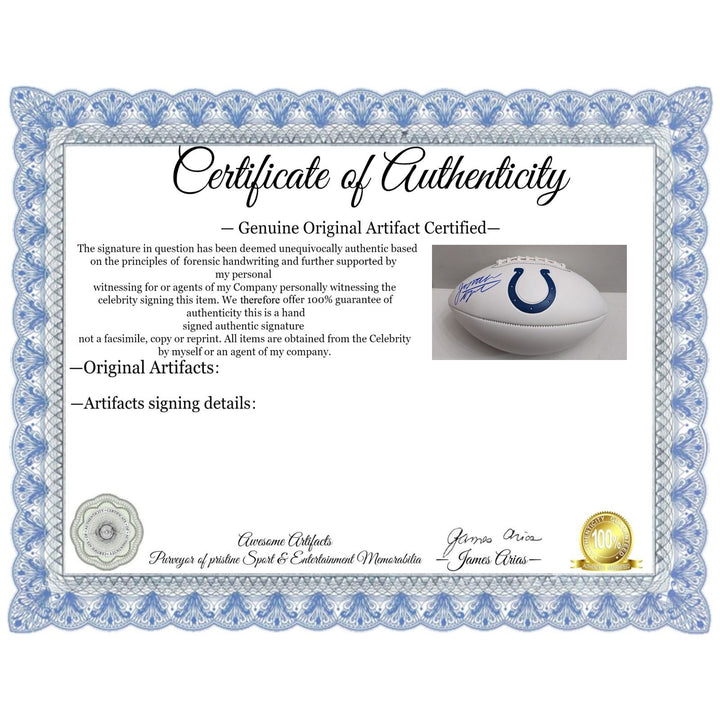 Daniel Jones NFL MVP candidate & rushing leader Indianapolis Colts 2025 full size football signed with proof