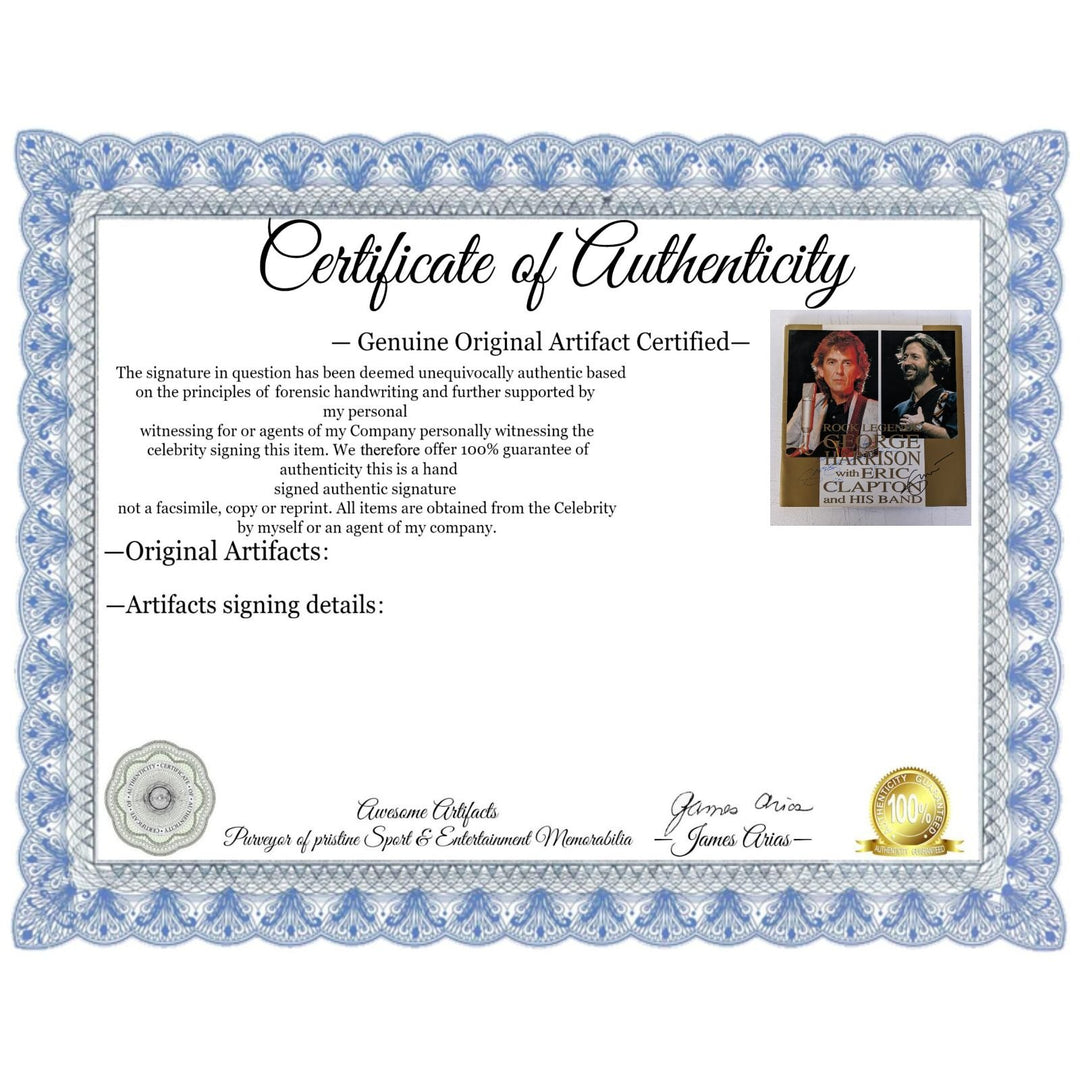 George Harrison and Eric Clapton tour program signed with proof