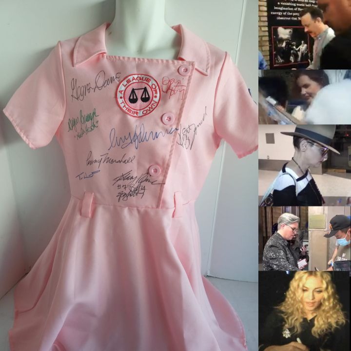 "A League of Their Own " Tom Hanks Gena Davis Rosie O'Donnell Madonna cast signed authentic  Rockford Peaches, jersey signed with proof