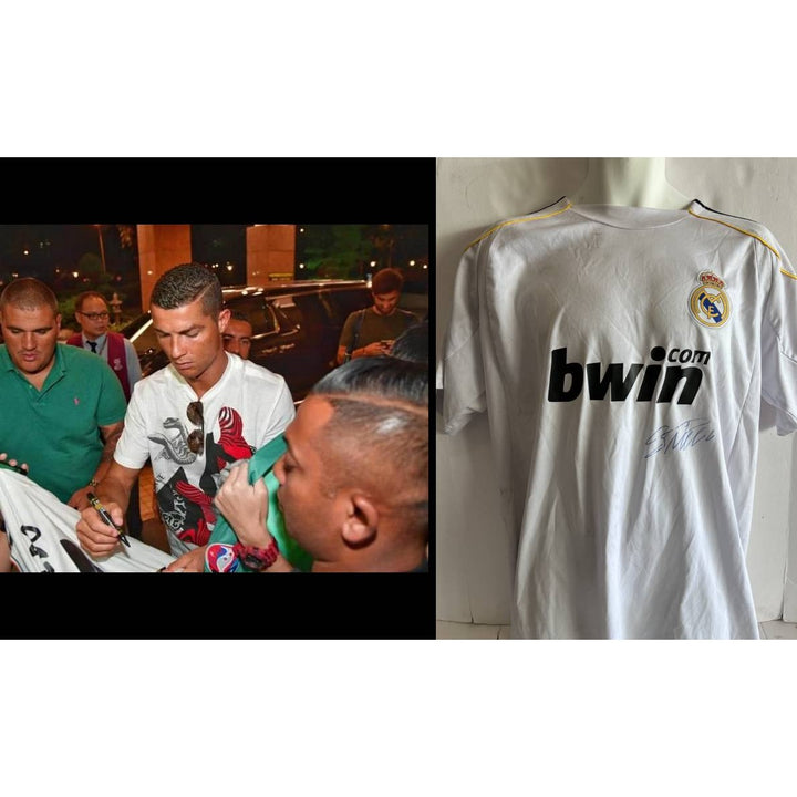 Cristiano Ronaldo Real Madrid jersey signed with proof.
