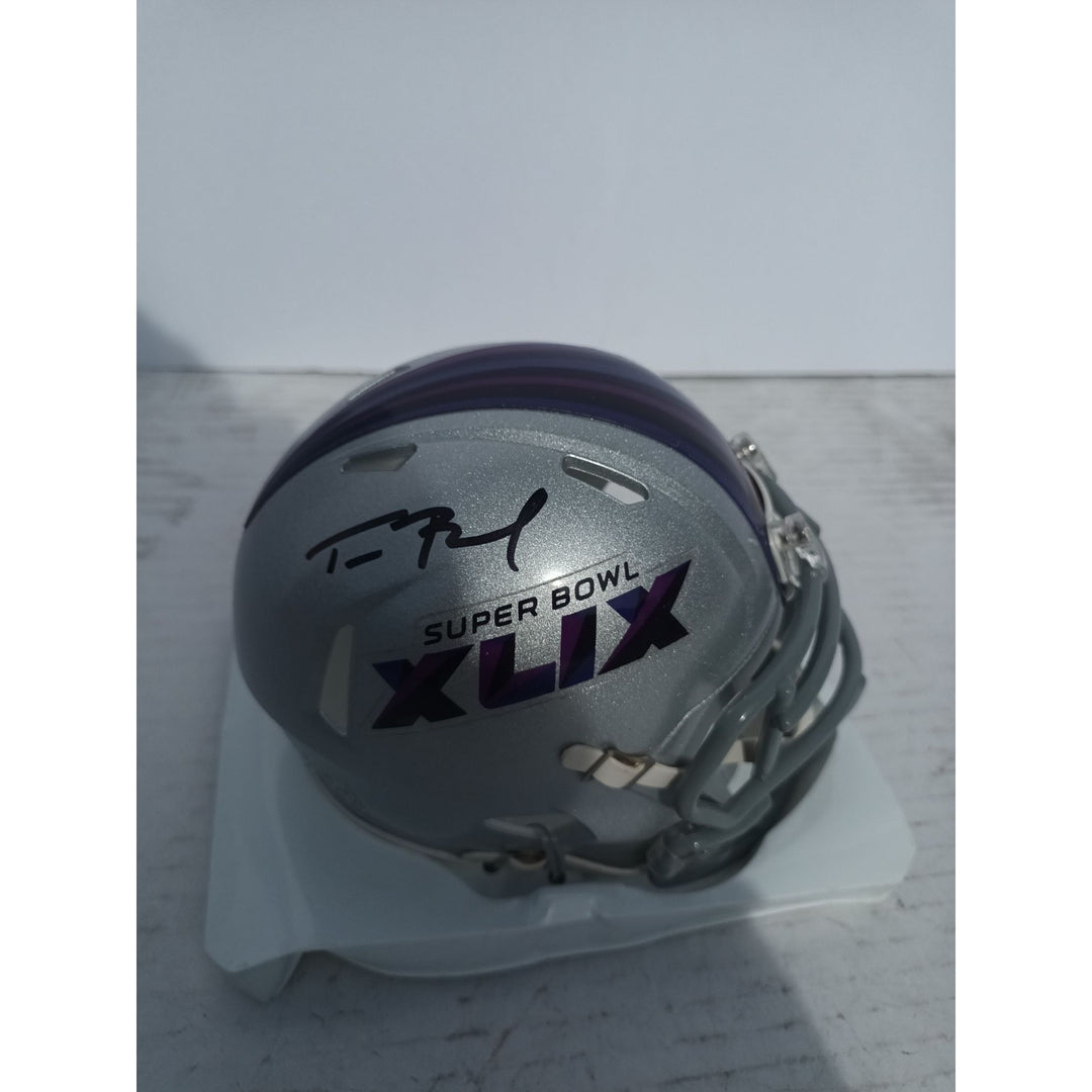 New England Patriots Superbowl 2014 MVP Tom Brady Riddell mini helmet signed with proof