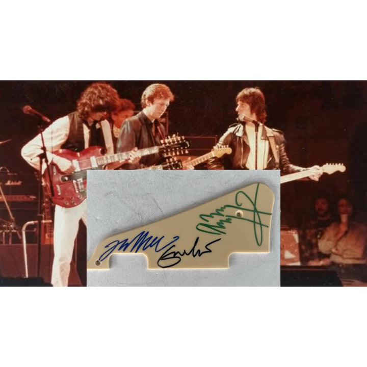 Jimmy Page Eric Clapton & Jeff Beck Gibson Les Paul pickguard signed with proof.