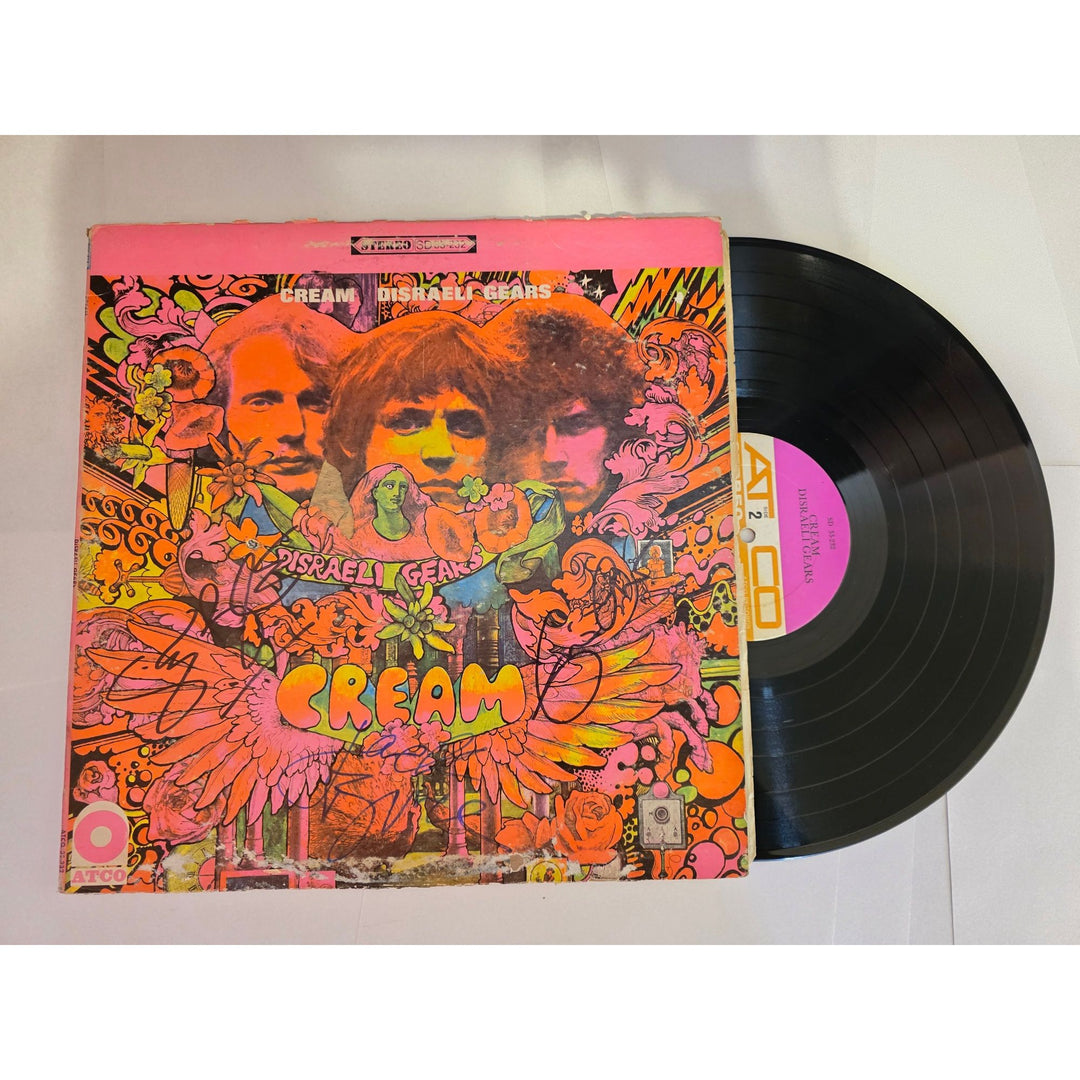 Cream Eric Clapton, Ginger Baker, Jack Bruce "Disraeli Gears" LP signed with proof.