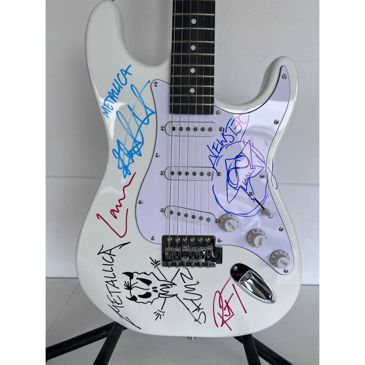 James Hetfield Lars Ulrich Robert Trujillo Jason Newsted kirk hammett Metallica electric guitar signed with proof..