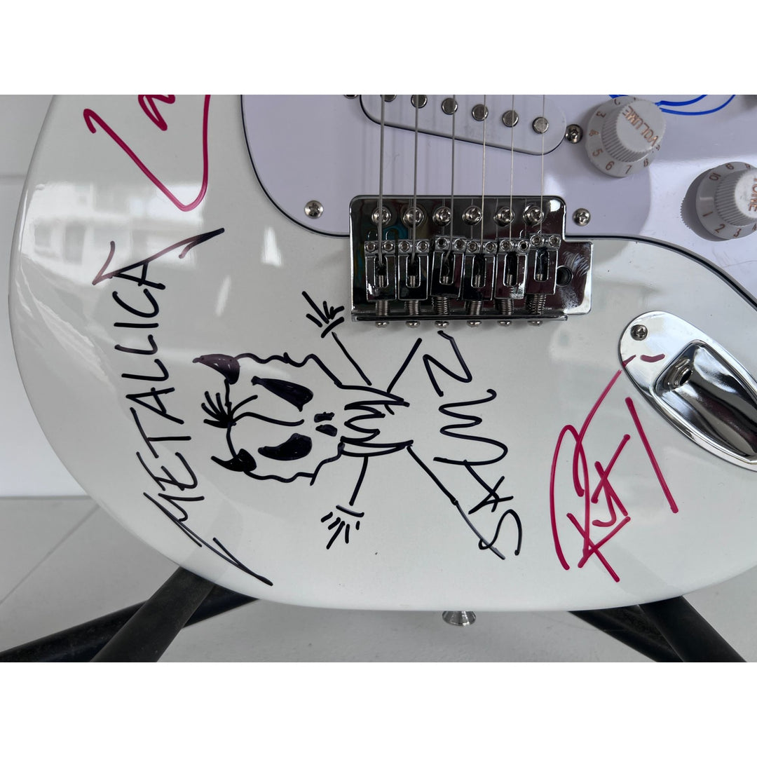 James Hetfield Lars Ulrich Robert Trujillo Jason Newsted kirk hammett Metallica electric guitar signed with proof..