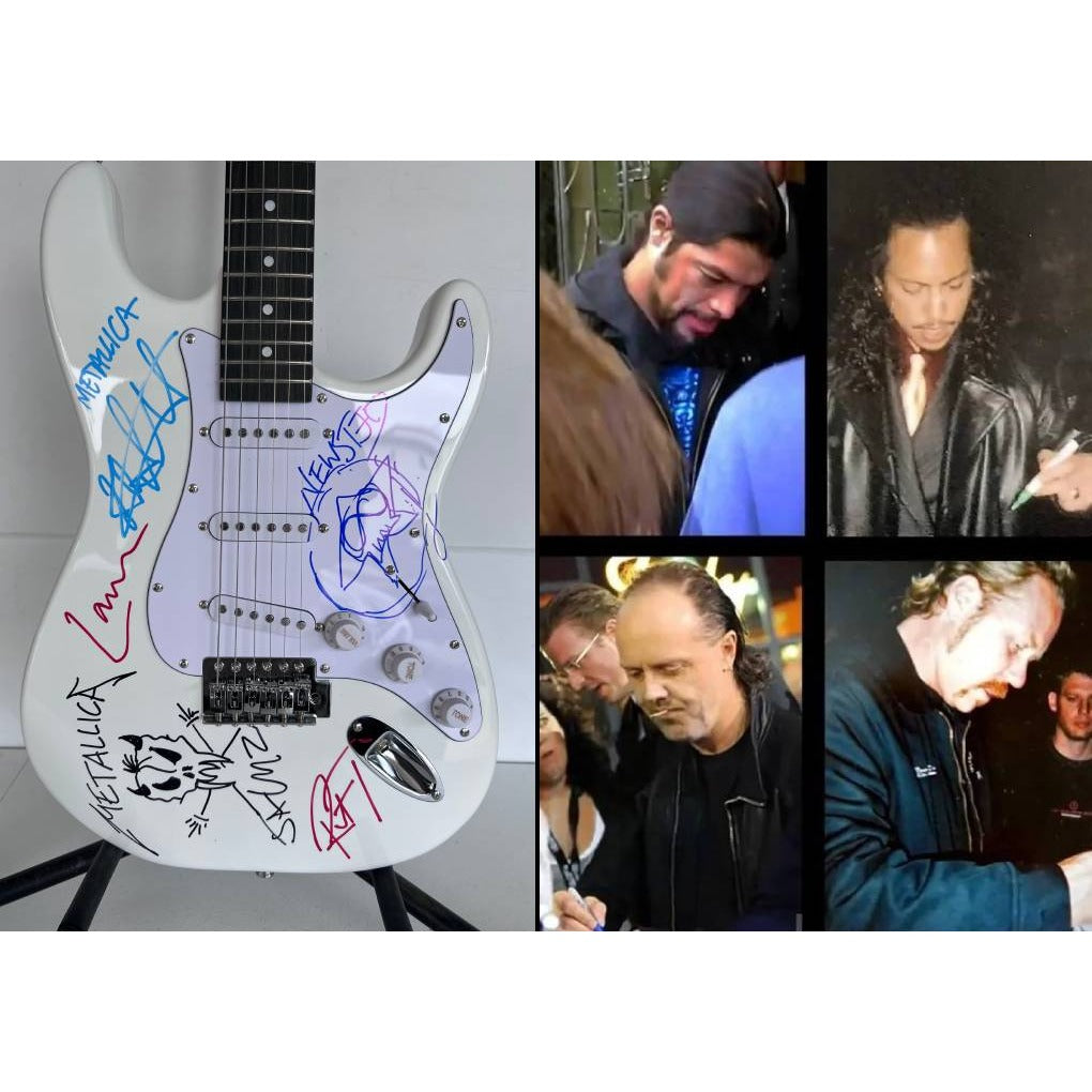 James Hetfield Lars Ulrich Robert Trujillo Jason Newsted kirk hammett Metallica electric guitar signed with proof..