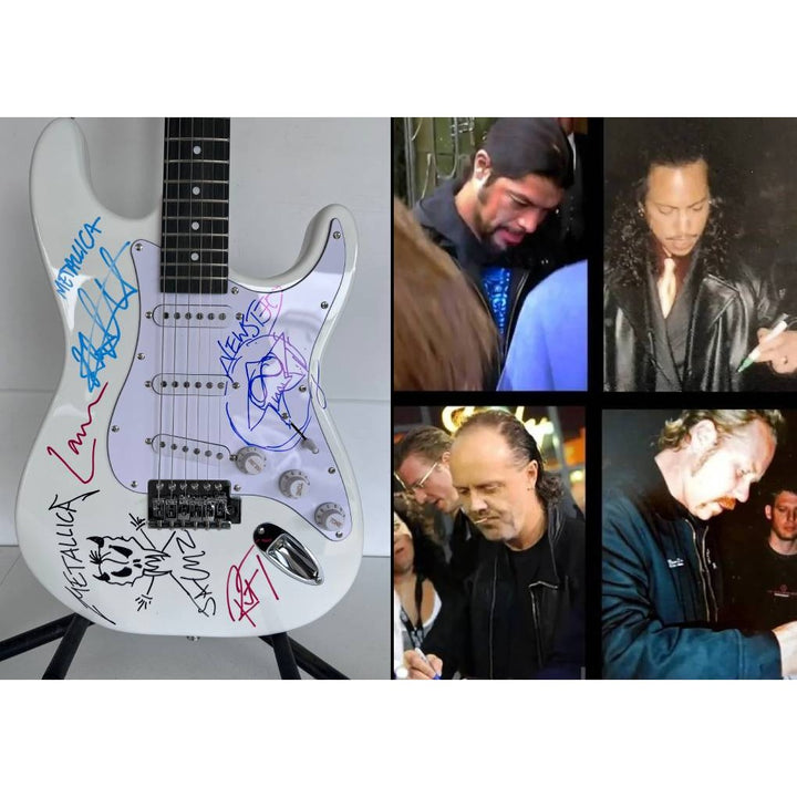 James Hetfield Lars Ulrich Robert Trujillo Jason Newsted kirk hammett Metallica electric guitar signed with proof..