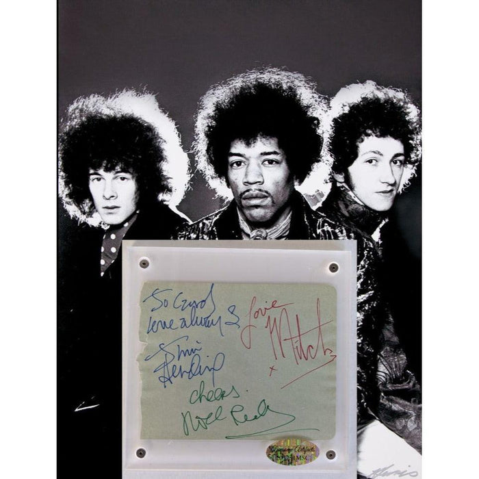 Jimi Hendrix Experience, Noel Redding, Mitch Mitchell & Jimi Hendrix Vintage autograph book page signed with proof