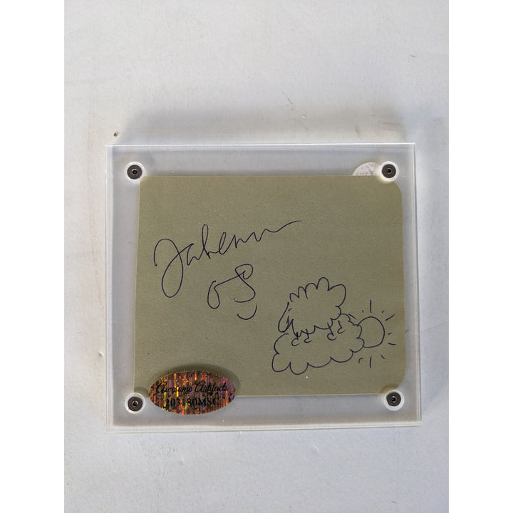 John Lennon with sketch Vintage autograph book page signed with proof