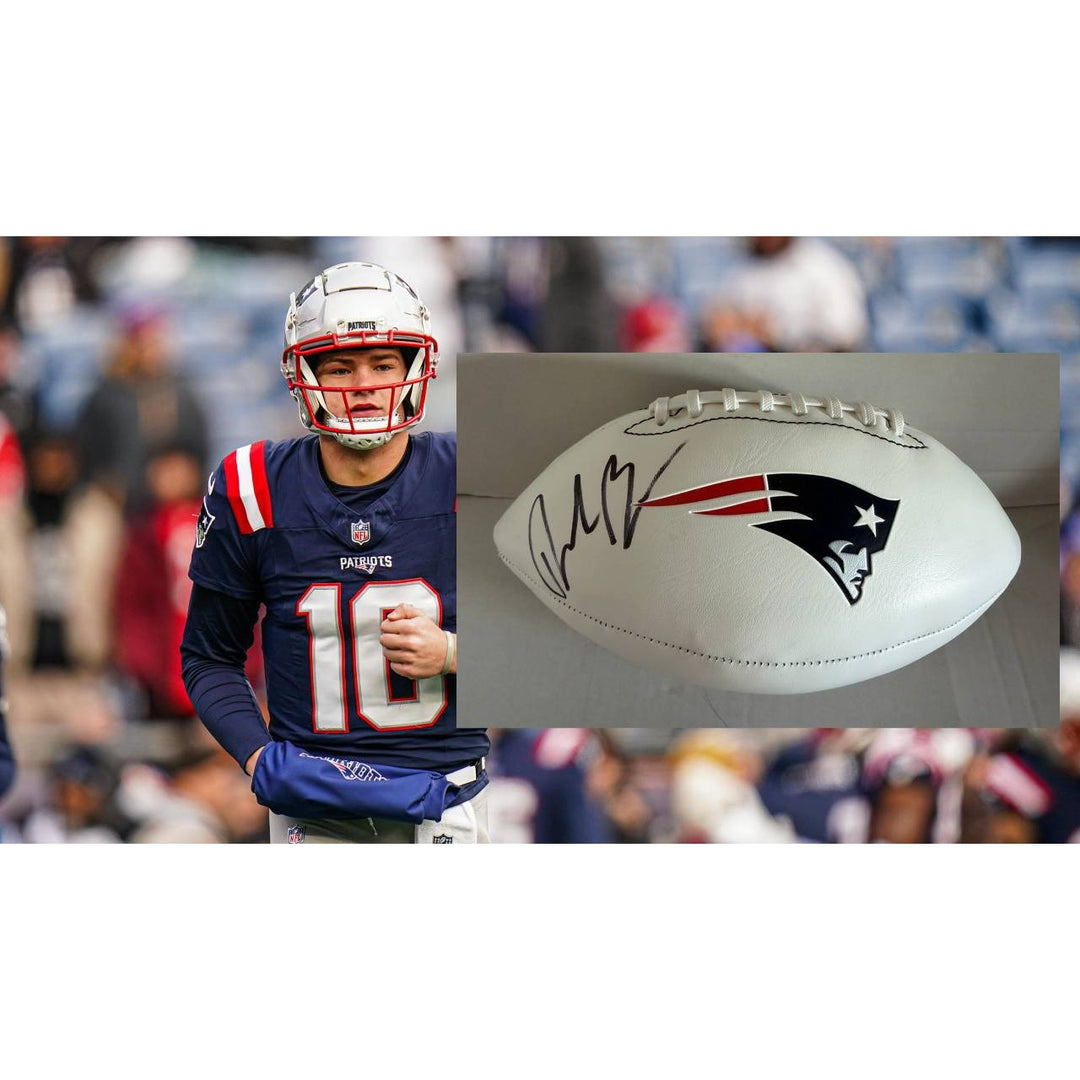 Drake Maye New England Patriots full size football signed with proof