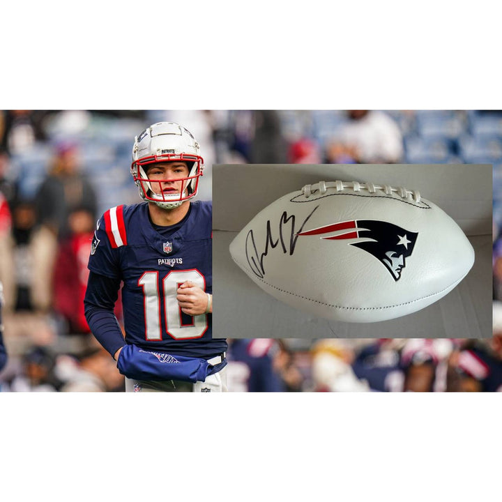 Drake Maye New England Patriots full size football signed with proof