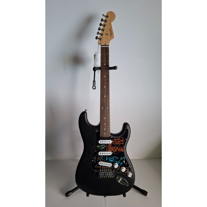 Pantera Dimebag Darrel Abbott, Vinnie Paul, Phil Anselmo, Rex Brown & Charlie Benante, Fender Stratocaster electric guitar signed with proof