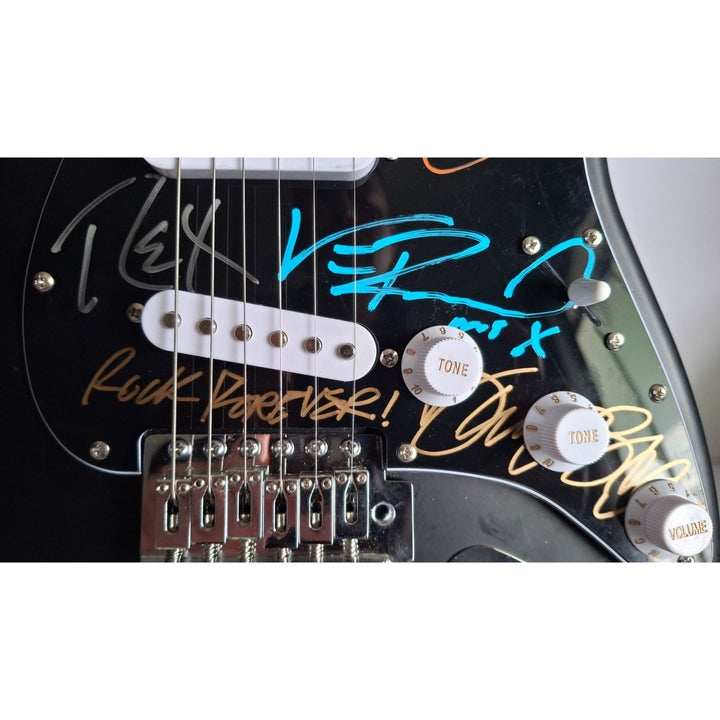 Pantera Dimebag Darrel Abbott, Vinnie Paul, Phil Anselmo, Rex Brown & Charlie Benante, Fender Stratocaster electric guitar signed with proof