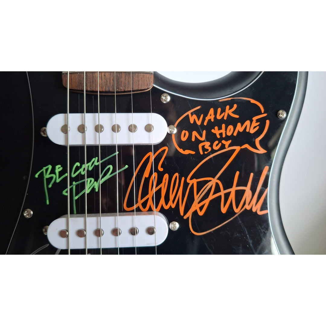 Pantera Dimebag Darrel Abbott, Vinnie Paul, Phil Anselmo, Rex Brown & Charlie Benante, Fender Stratocaster electric guitar signed with proof