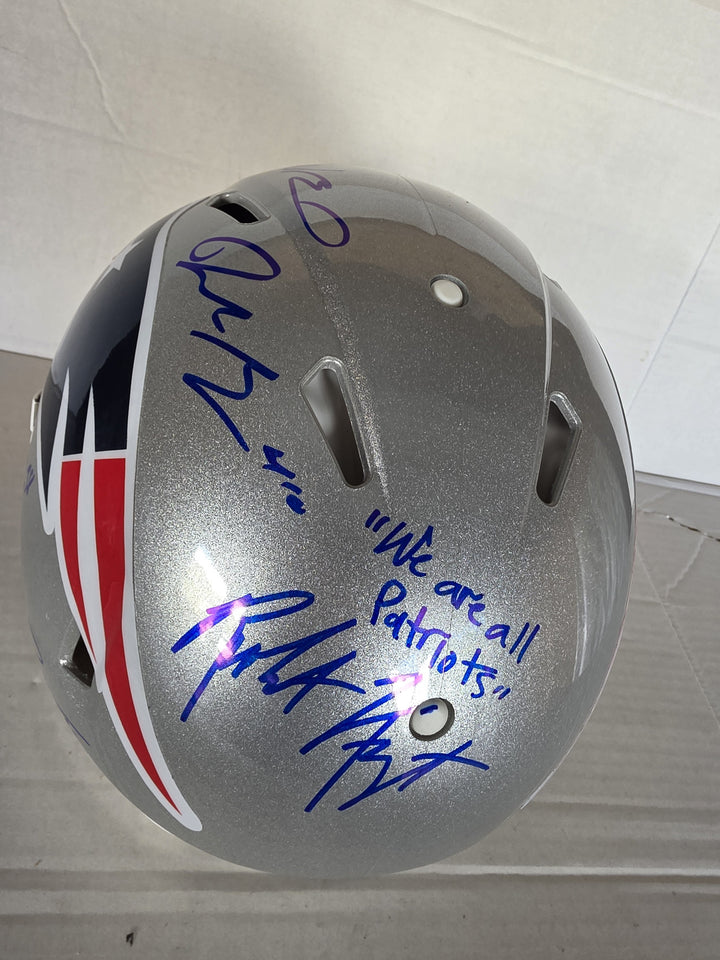 New England Patriots Drake Maye A.J. Brown TreVeyon Henderson Rhamondre Stevenson Mike Vrabel Robert Kraft Riddell Speed Authentic Game Model Helmet Signed We Are All Patriots.