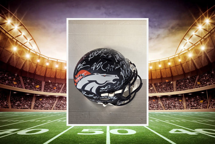 Denver Broncos 2025-26 Riddell Speed Full Size NFL Helmet Team Signed 40 Plus Signatures Photo Proof.