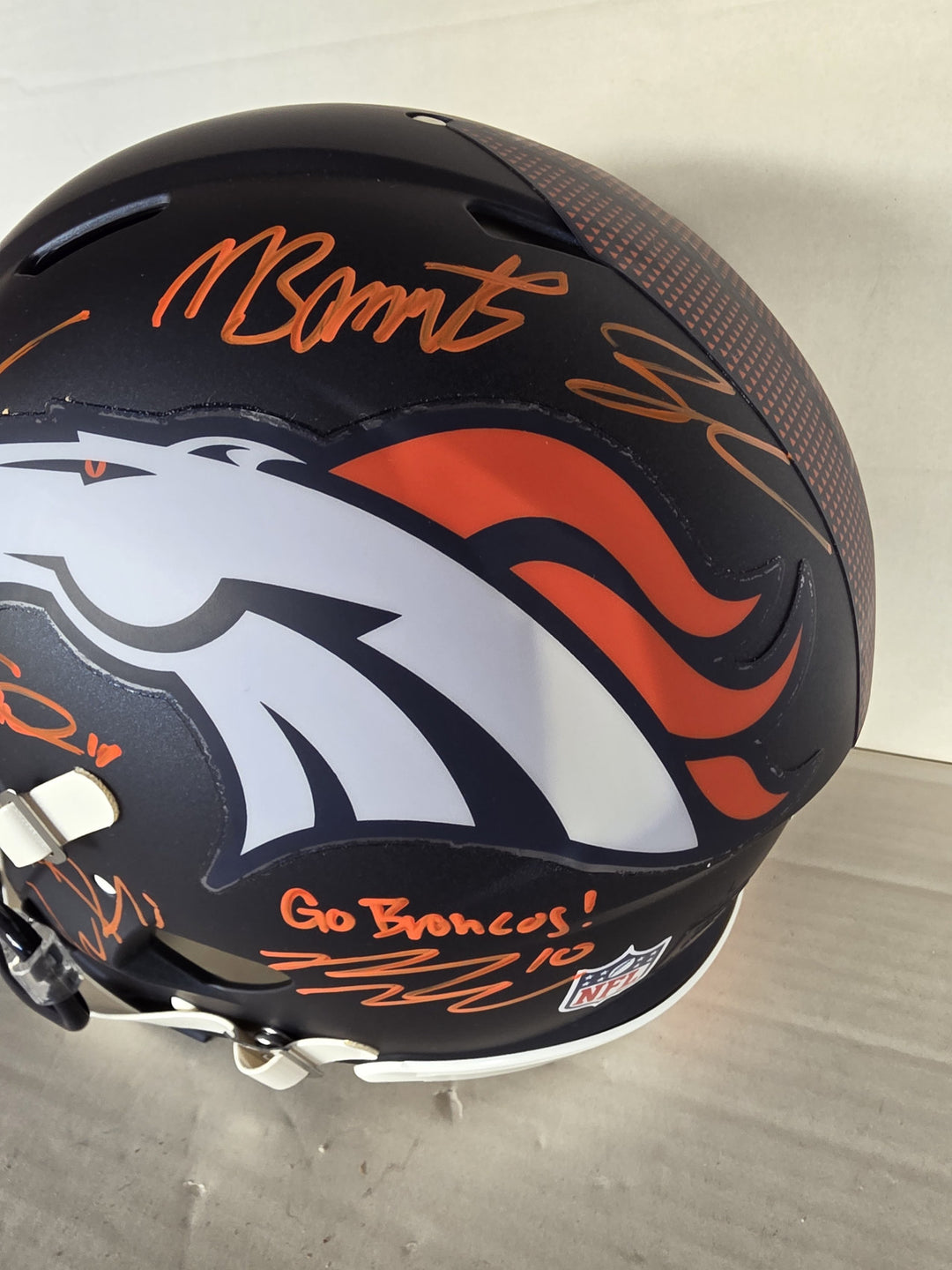 Denver Broncos Bo Nix Courtland Sutton Nik Bonitto Zach Allen Garett Bolles Sean Payton Riddell Speed Authentic Game Model Helmet Signed Variant B.