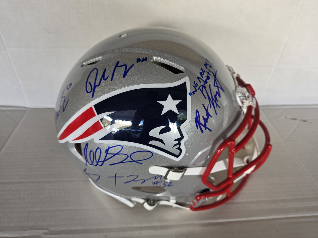 New England Patriots Drake Maye Robert Kraft TreVeyon Henderson Rhamondre Stevenson Stefon Diggs Robert Spillane Riddell Speed Authentic Game Model Helmet Signed.