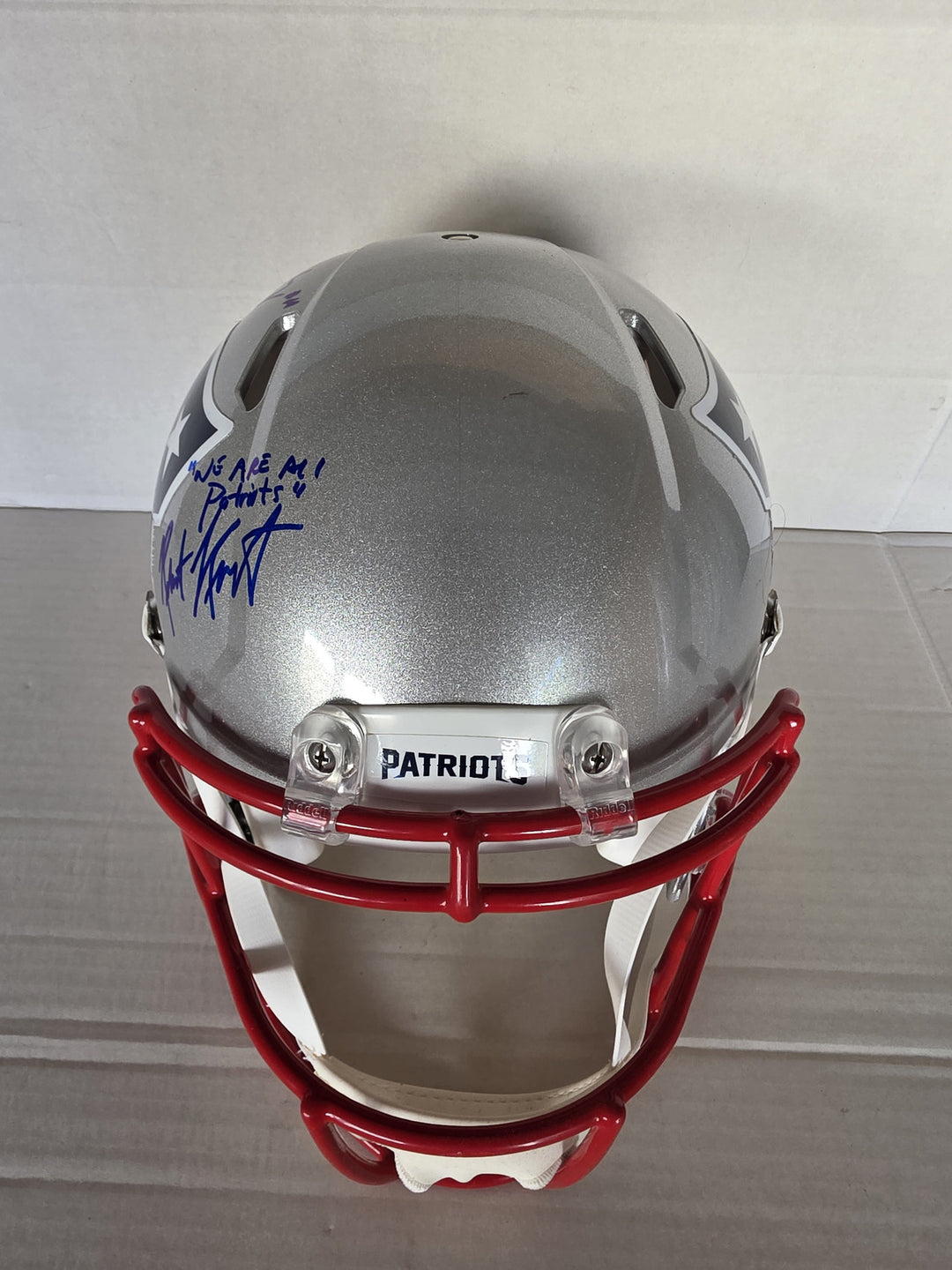 New England Patriots Drake Maye Robert Kraft TreVeyon Henderson Rhamondre Stevenson Stefon Diggs Robert Spillane Riddell Speed Authentic Game Model Helmet Signed.