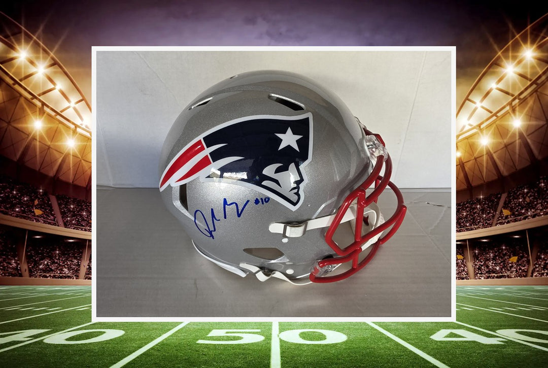 Drake Maye New England Patriots Riddell Speed Authentic Game Model Helmet Signed With Photo Proof.